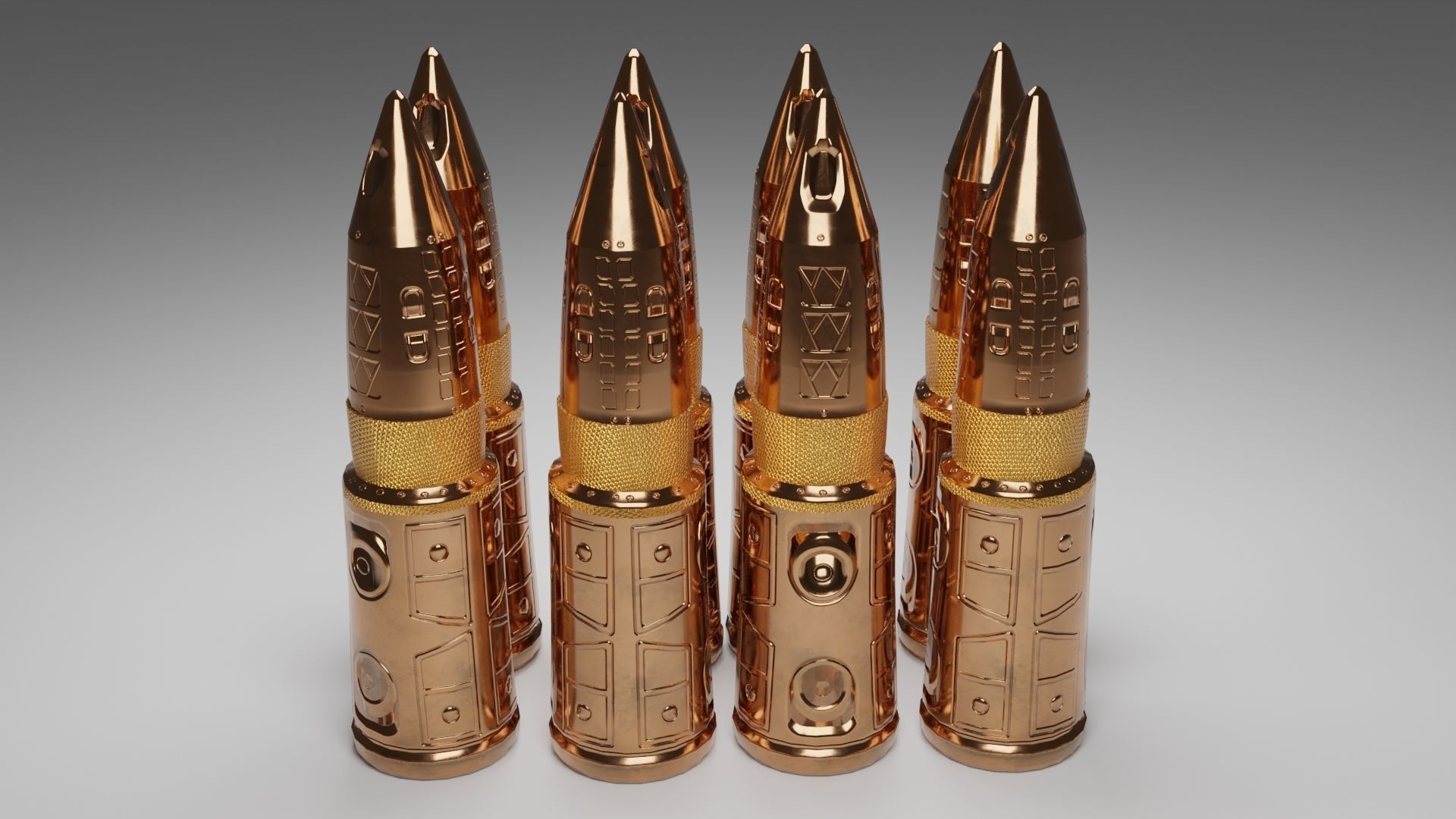 Bullets gold Low-poly 3D model_16