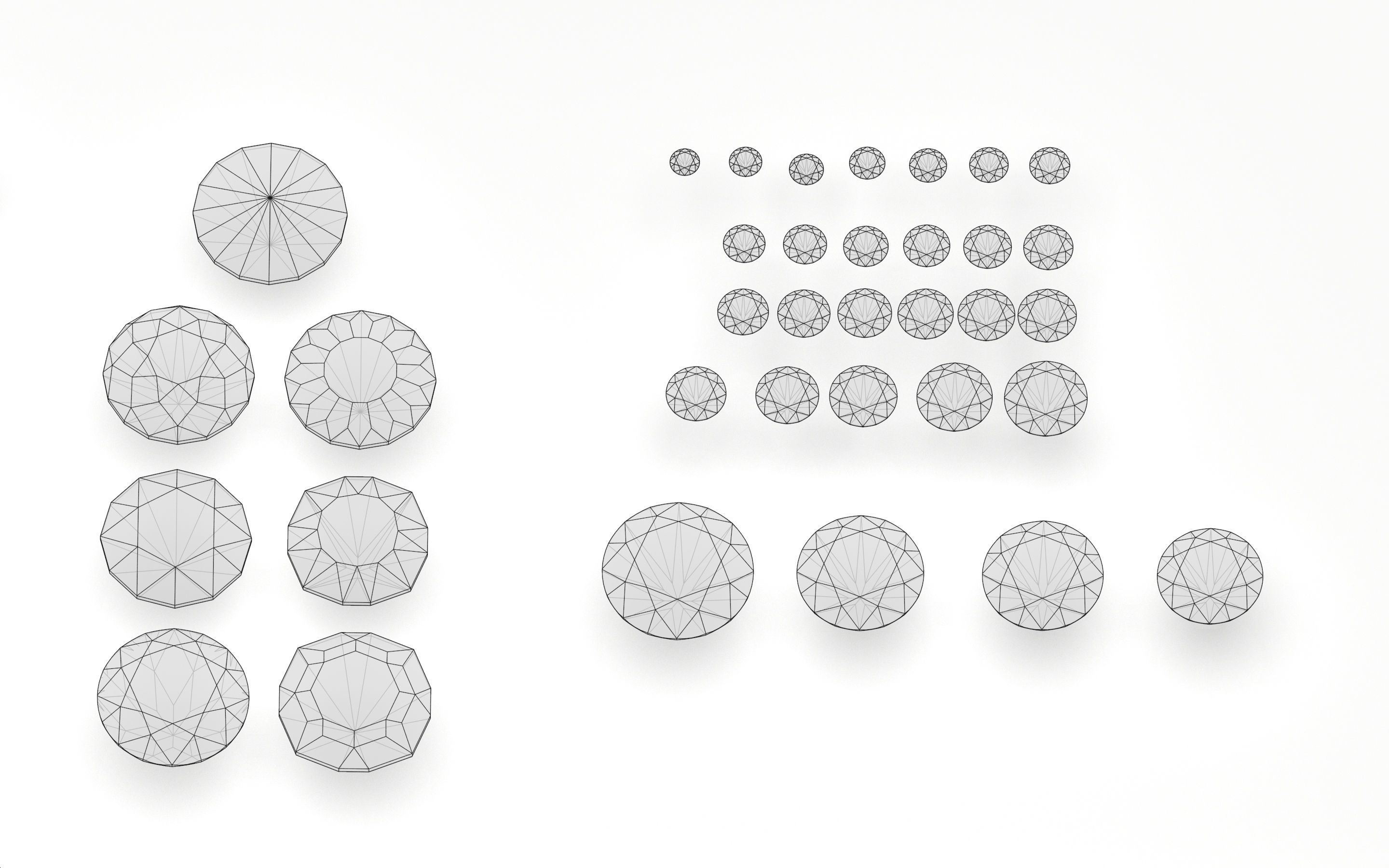 different gems cut set  77 items 1 extra hexagonal  3D print model_11