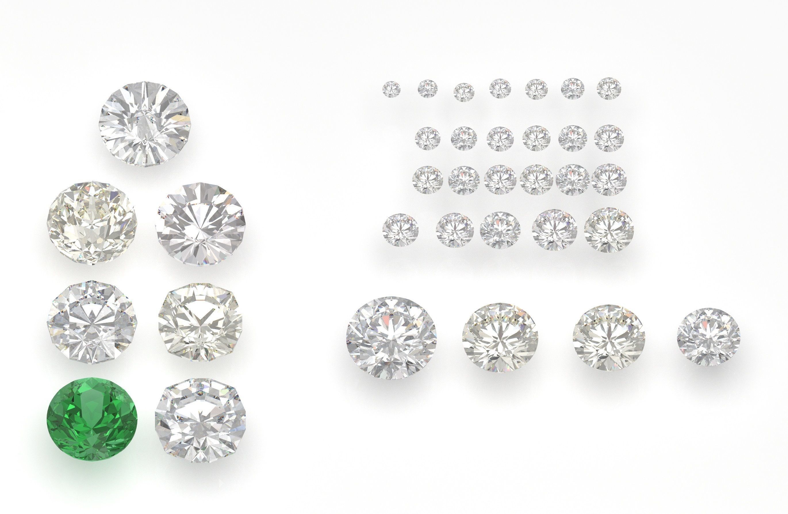 different gems cut set  77 items 1 extra hexagonal  3D print model_10