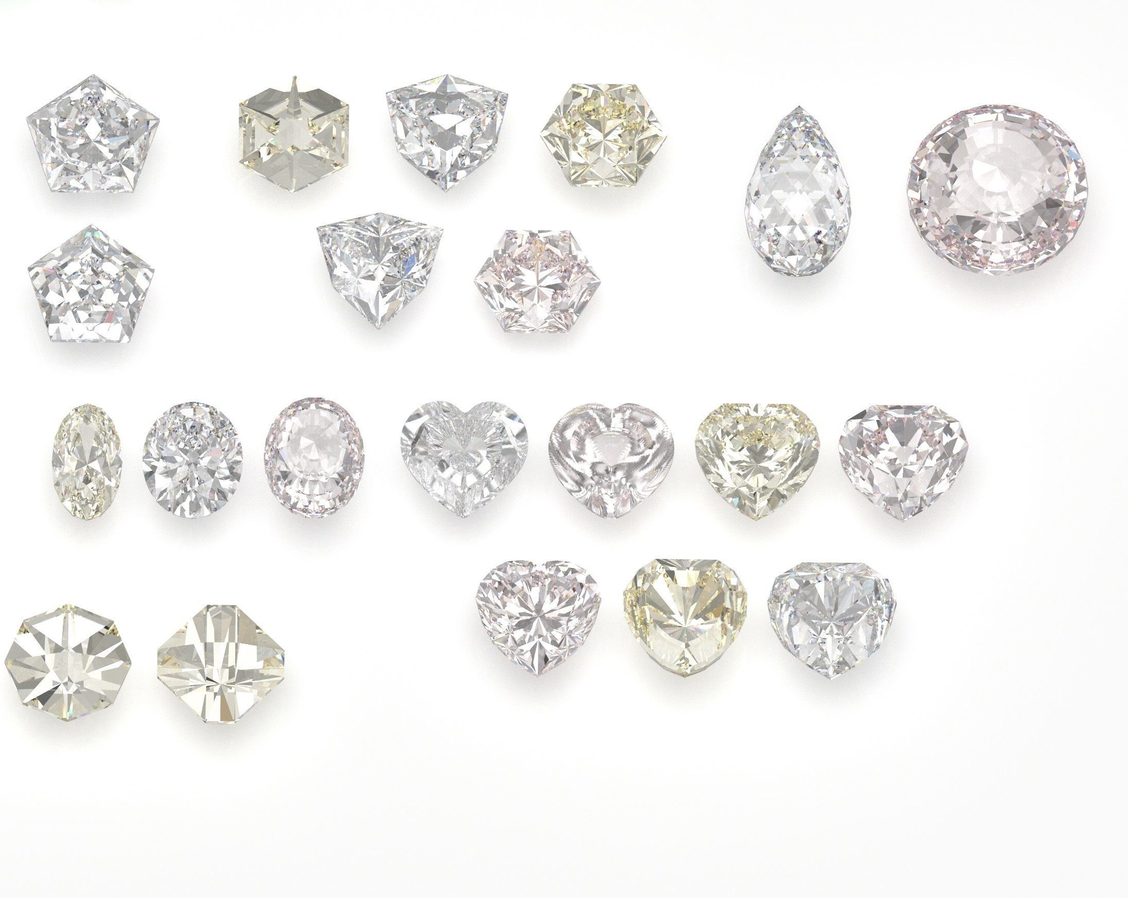 different gems cut set  77 items 1 extra hexagonal  3D print model_8