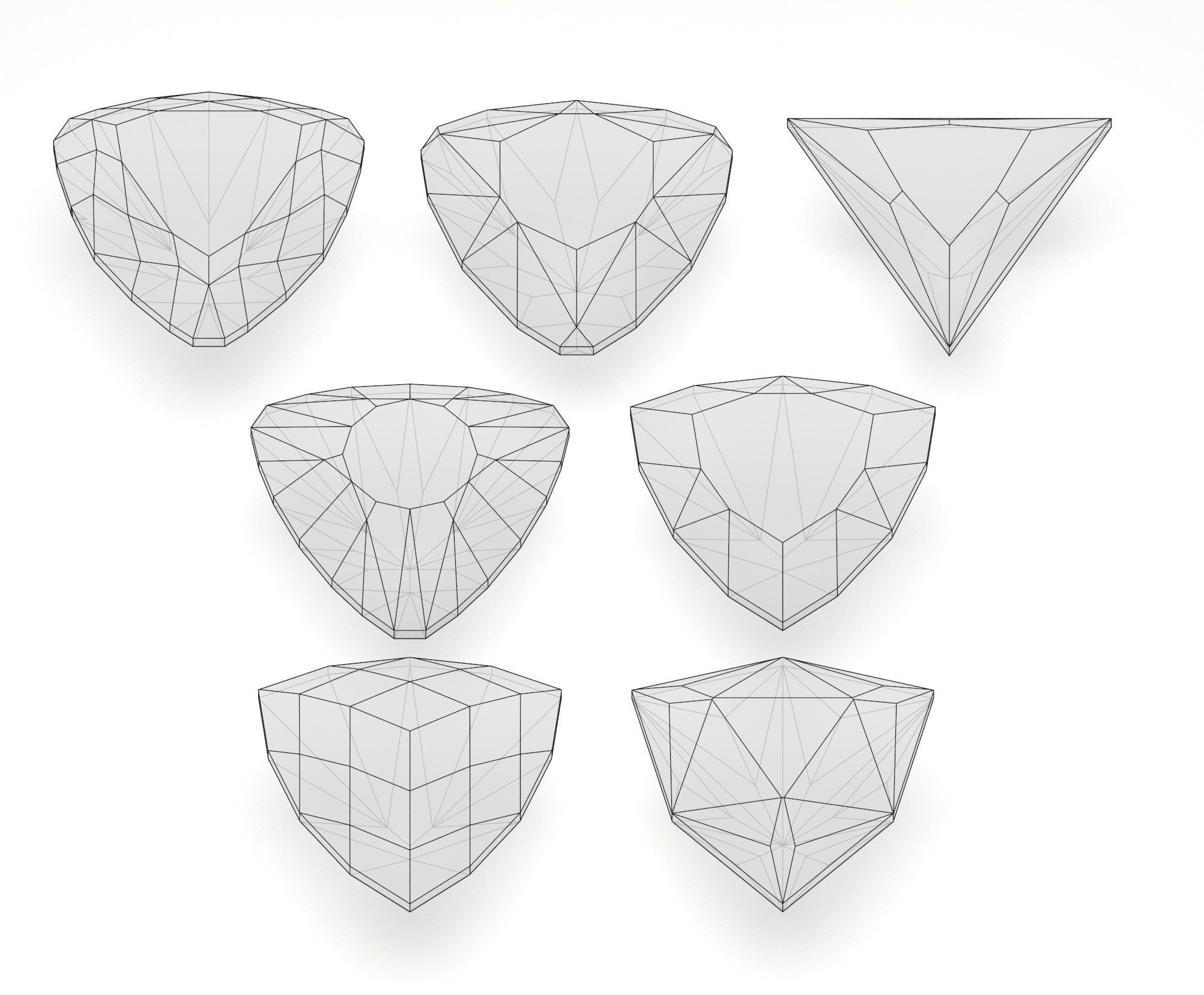 different gems cut set  77 items 1 extra hexagonal  3D print model_15