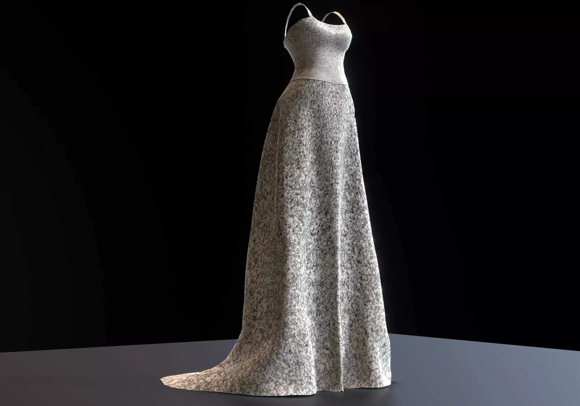 glittery white long dress Low-poly 3D model