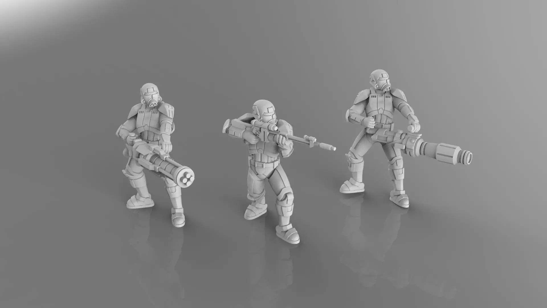 Old Light Trooper Heavy Weapons Team 3D print model