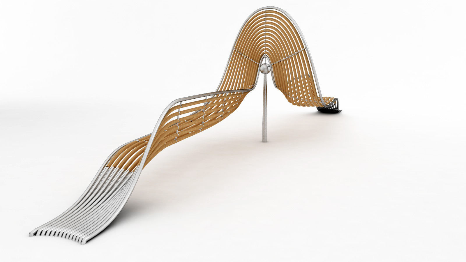 bench made of metal and wood 3D model_3