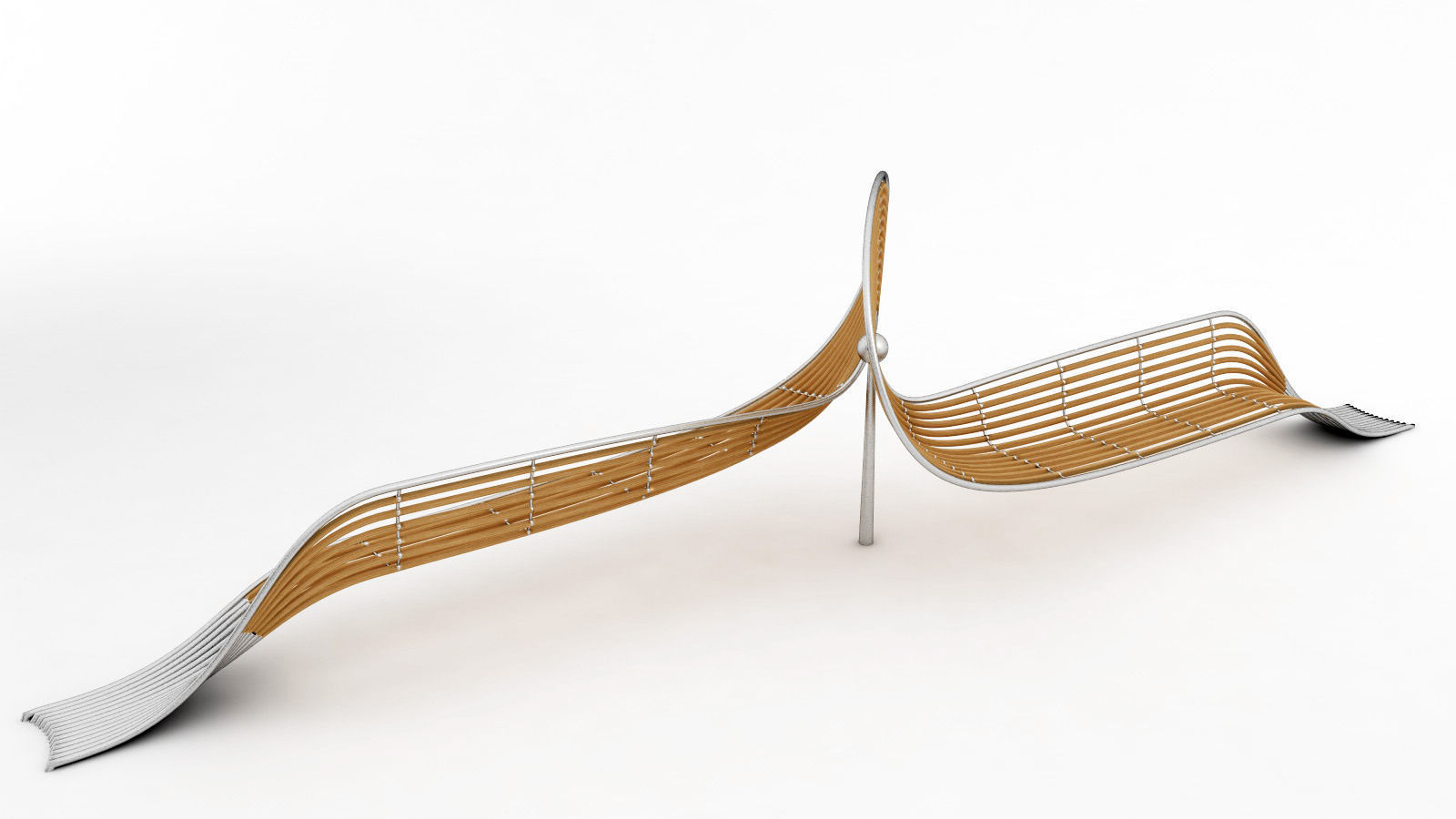 bench made of metal and wood 3D model_4