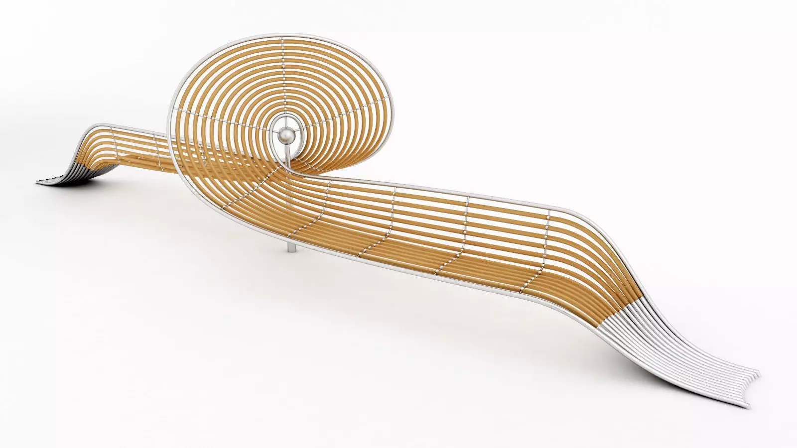 bench made of metal and wood 3D model_0