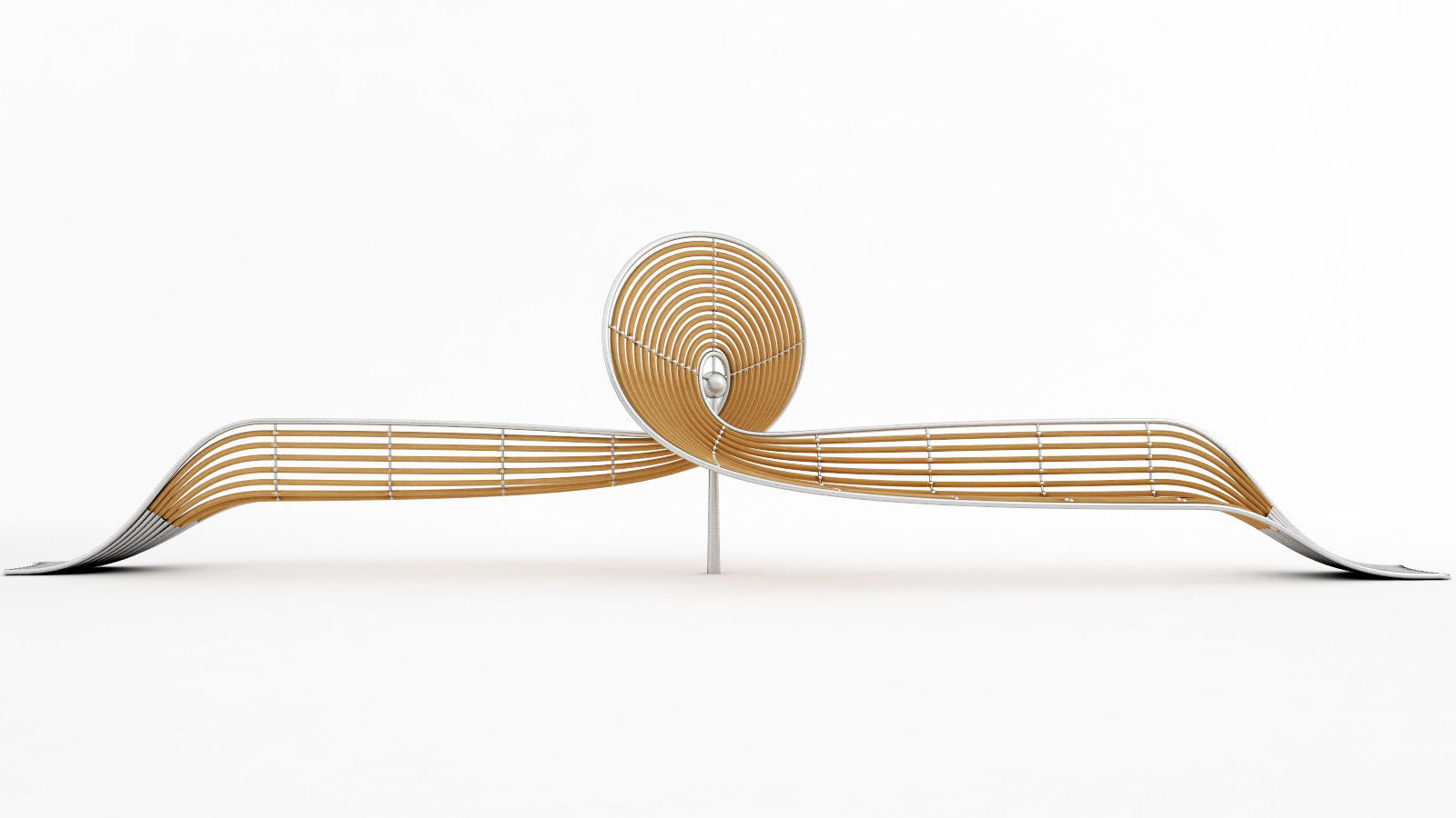 bench made of metal and wood 3D model_2