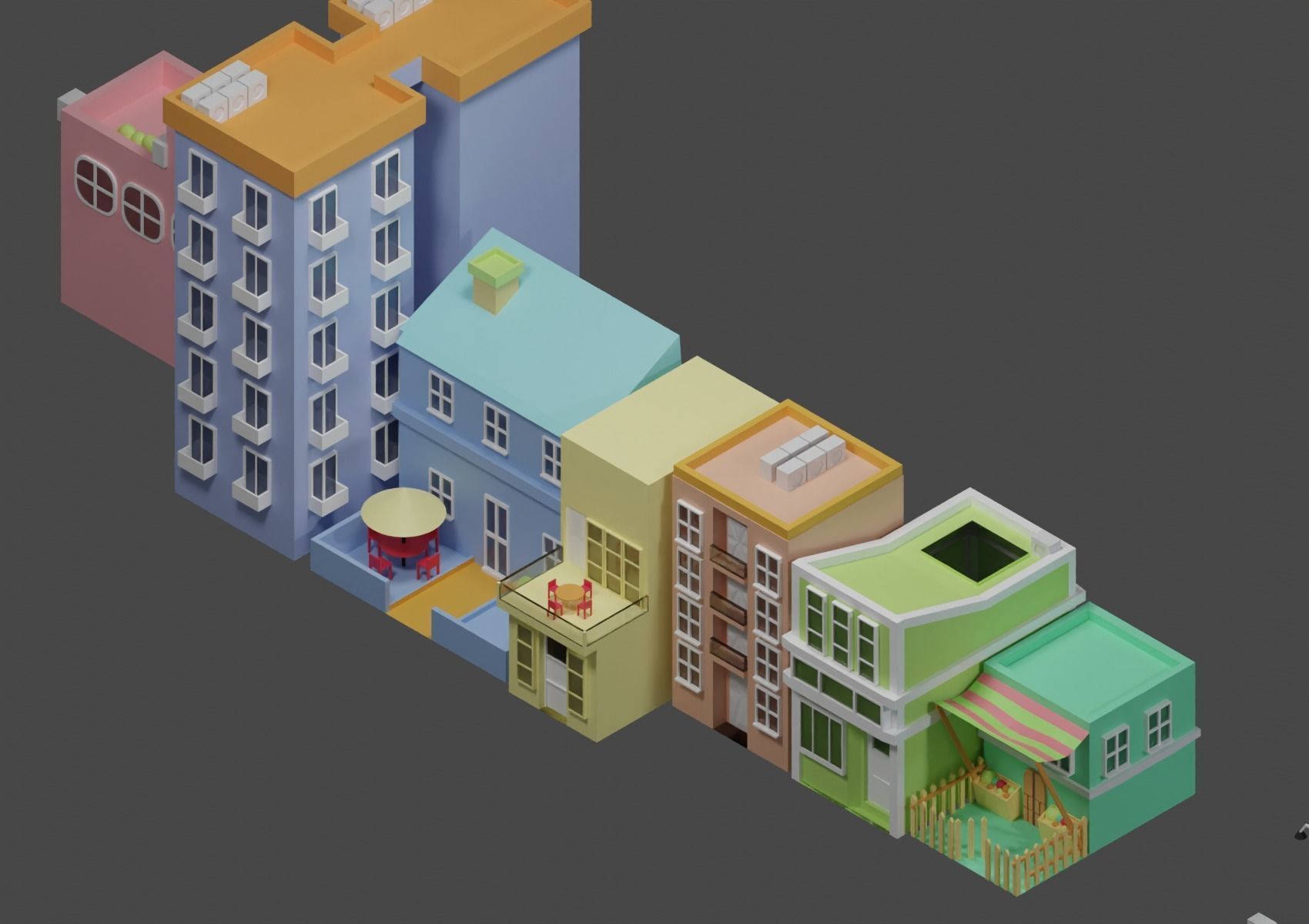 Downtown Building Pack 3D model_1