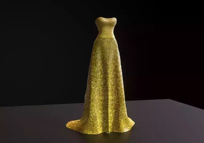 golden glittery dress Low-poly 3D model