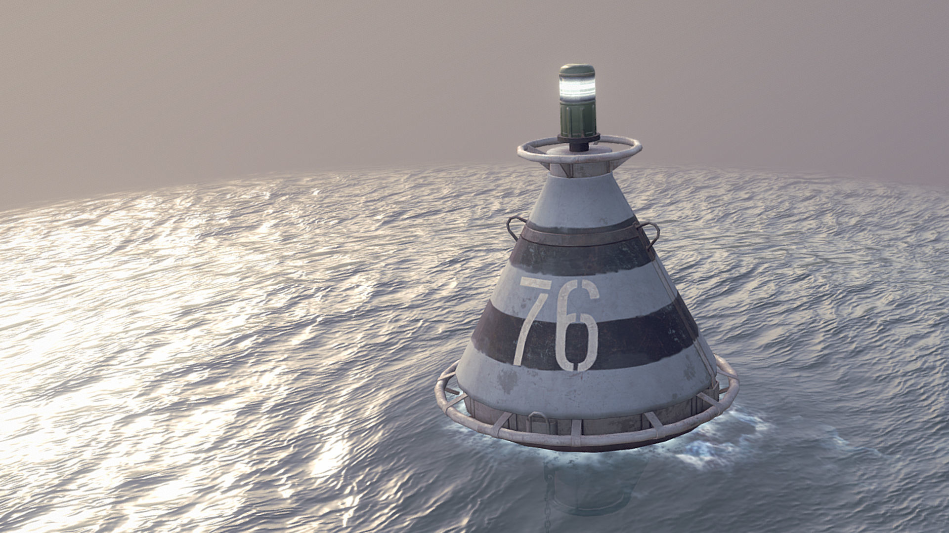 Buoy River RB-4-01 Safe Water Mark Low-poly 3D model_4