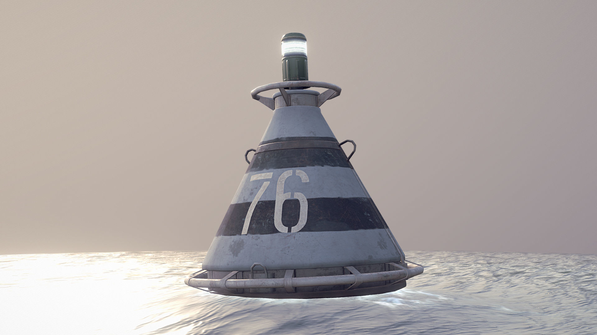 Buoy River RB-4-01 Safe Water Mark Low-poly 3D model_1