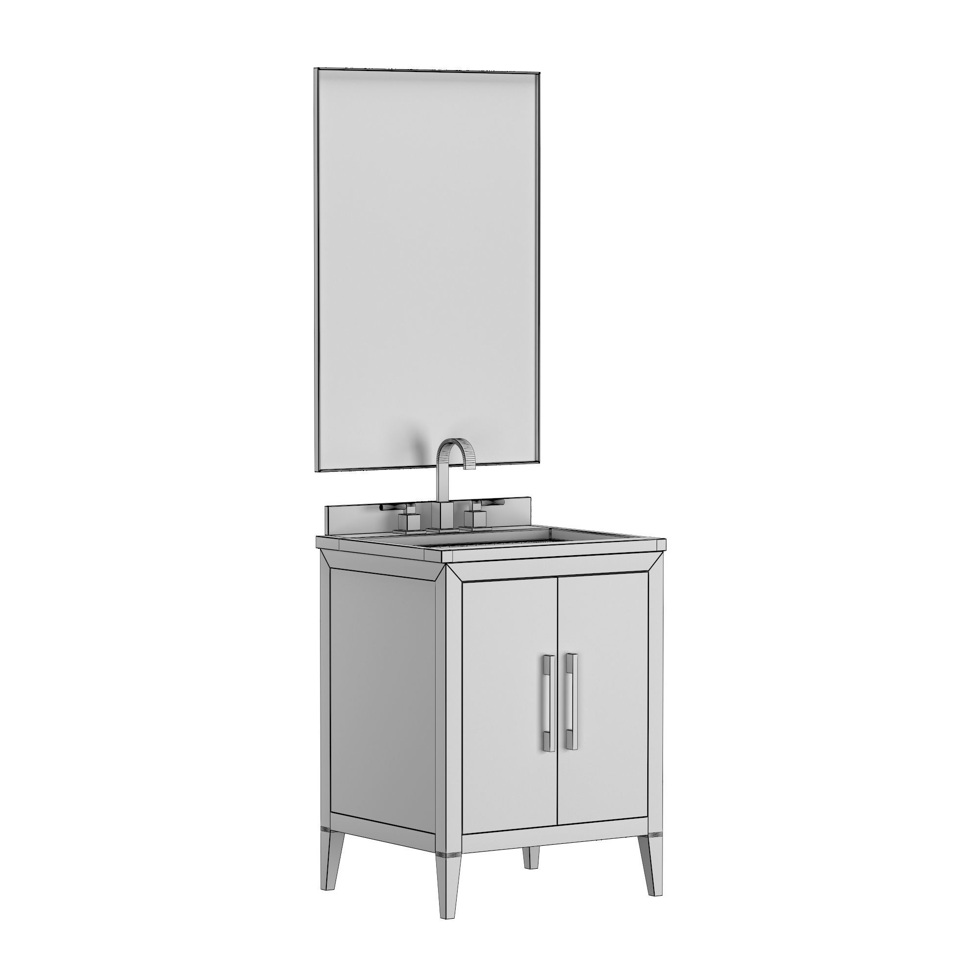 FRENCH CONTEMPORARY POWDER VANITY 3D model_8