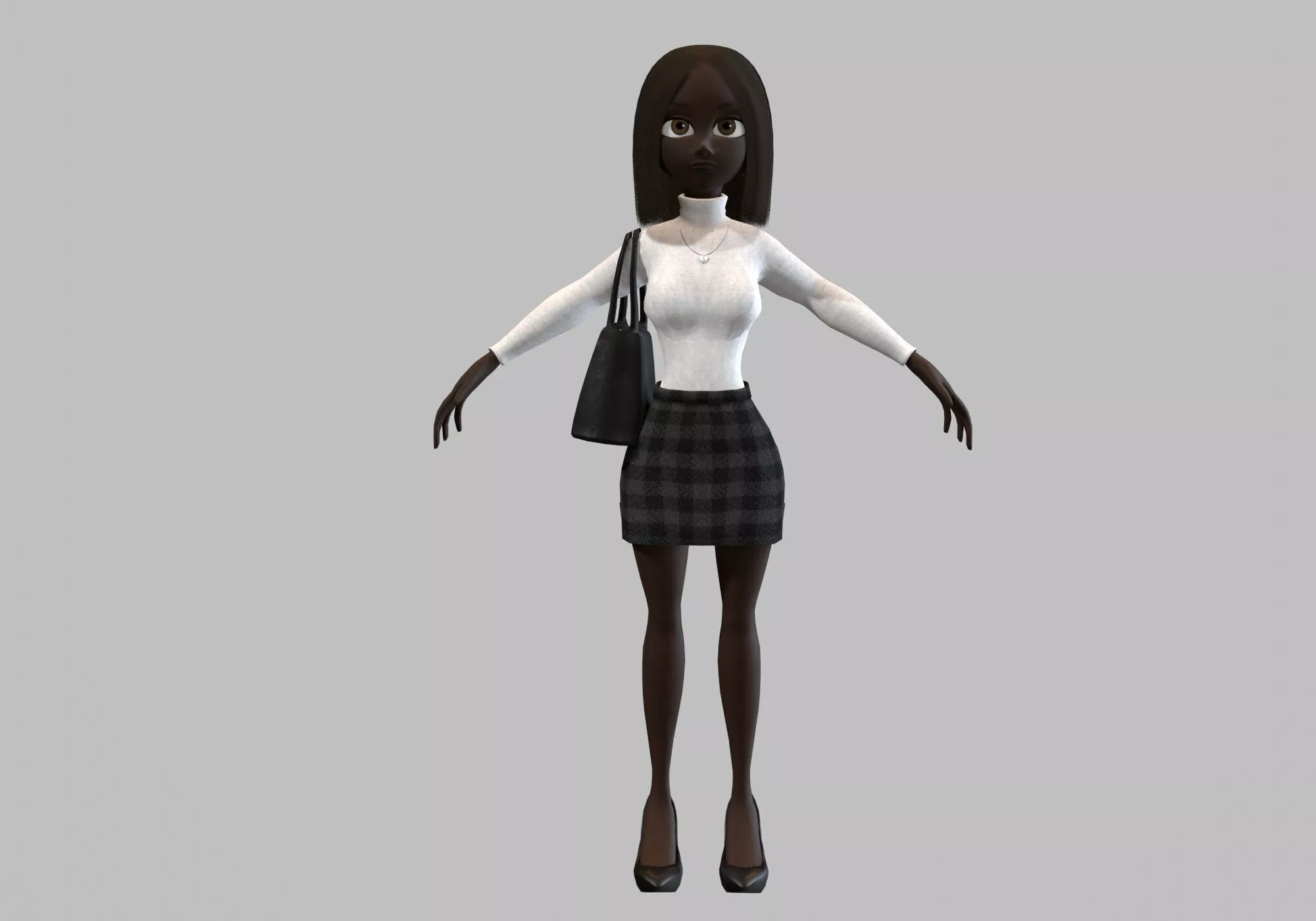 black cartoon woman Low-poly 3D model