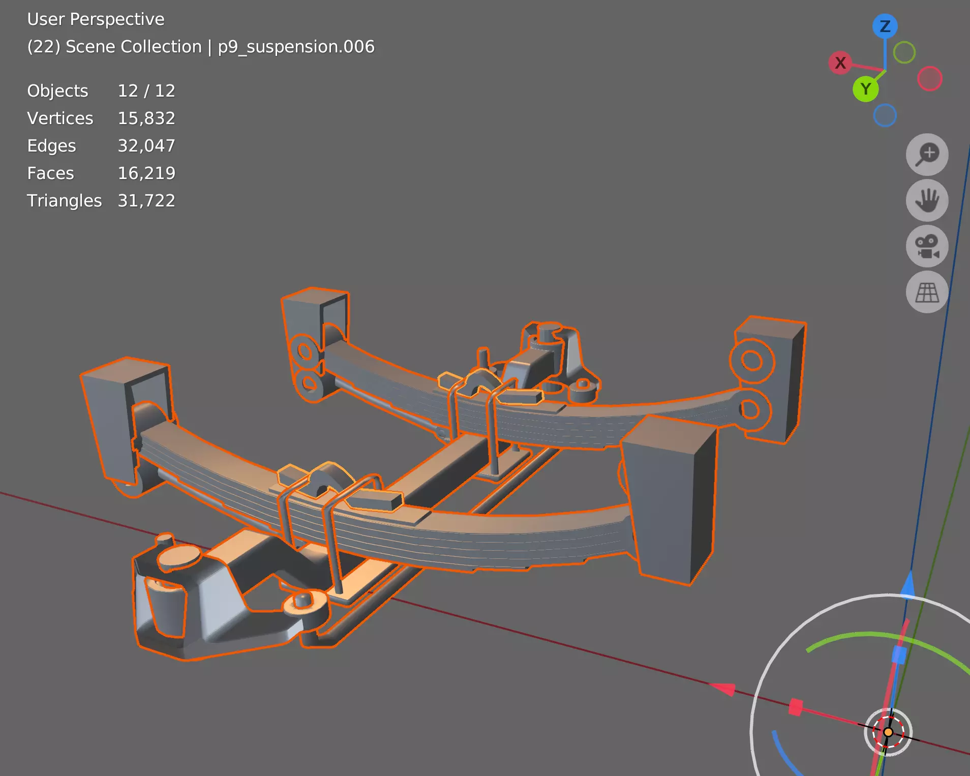 Heavy Duty Front Non-Drive Axle Low-poly 3D model