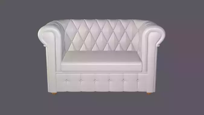 Chesterfield leather loveseat white  3D model