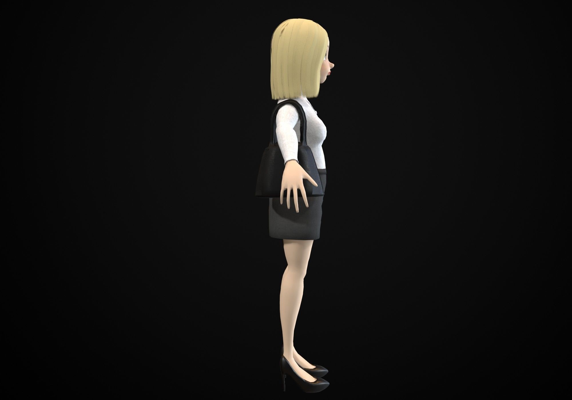 pretty blond woman Low-poly 3D model_2