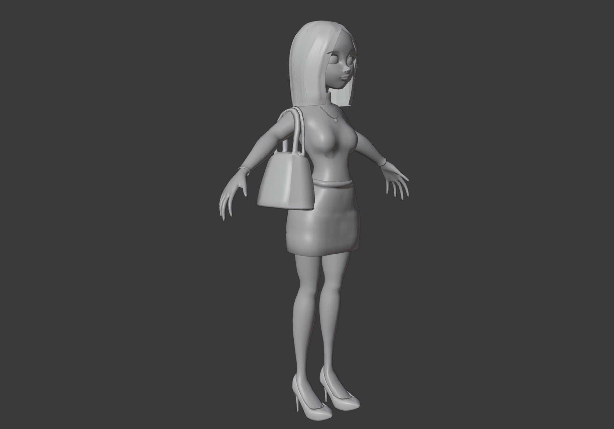 pretty blond woman Low-poly 3D model_10