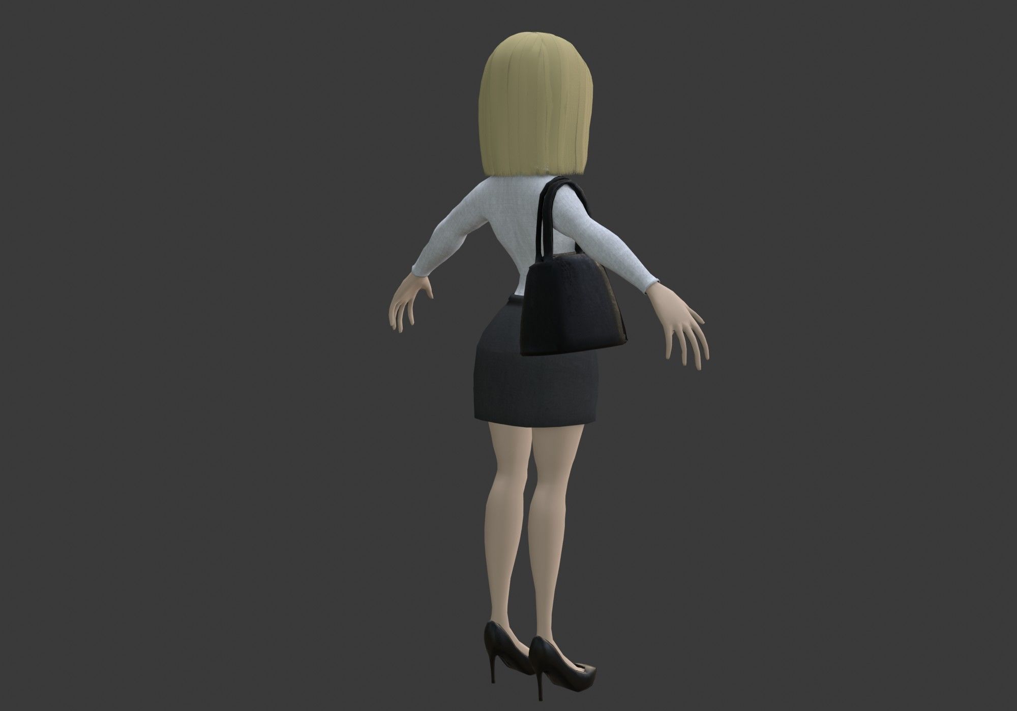 pretty blond woman Low-poly 3D model_8