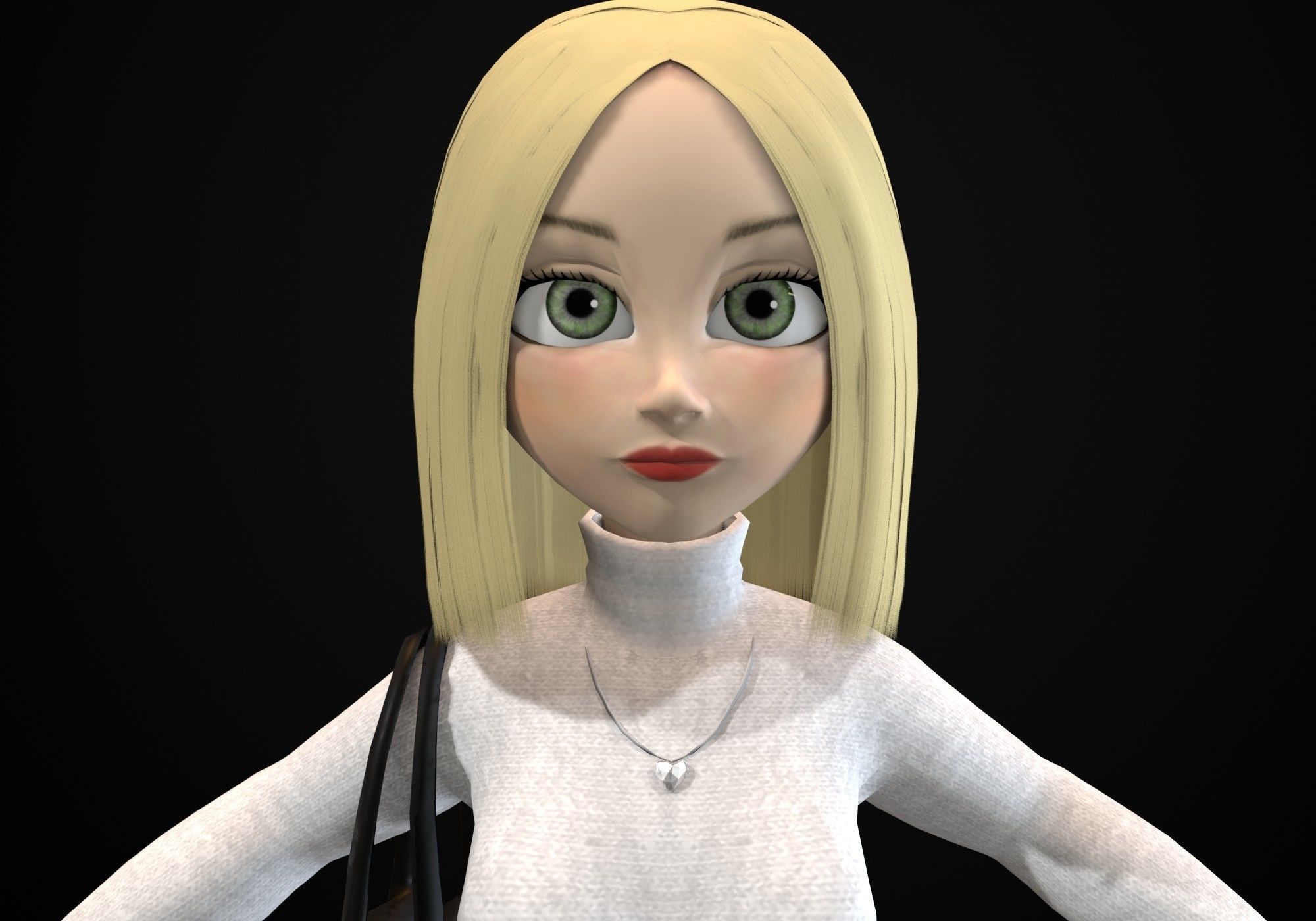 pretty blond woman Low-poly 3D model_4