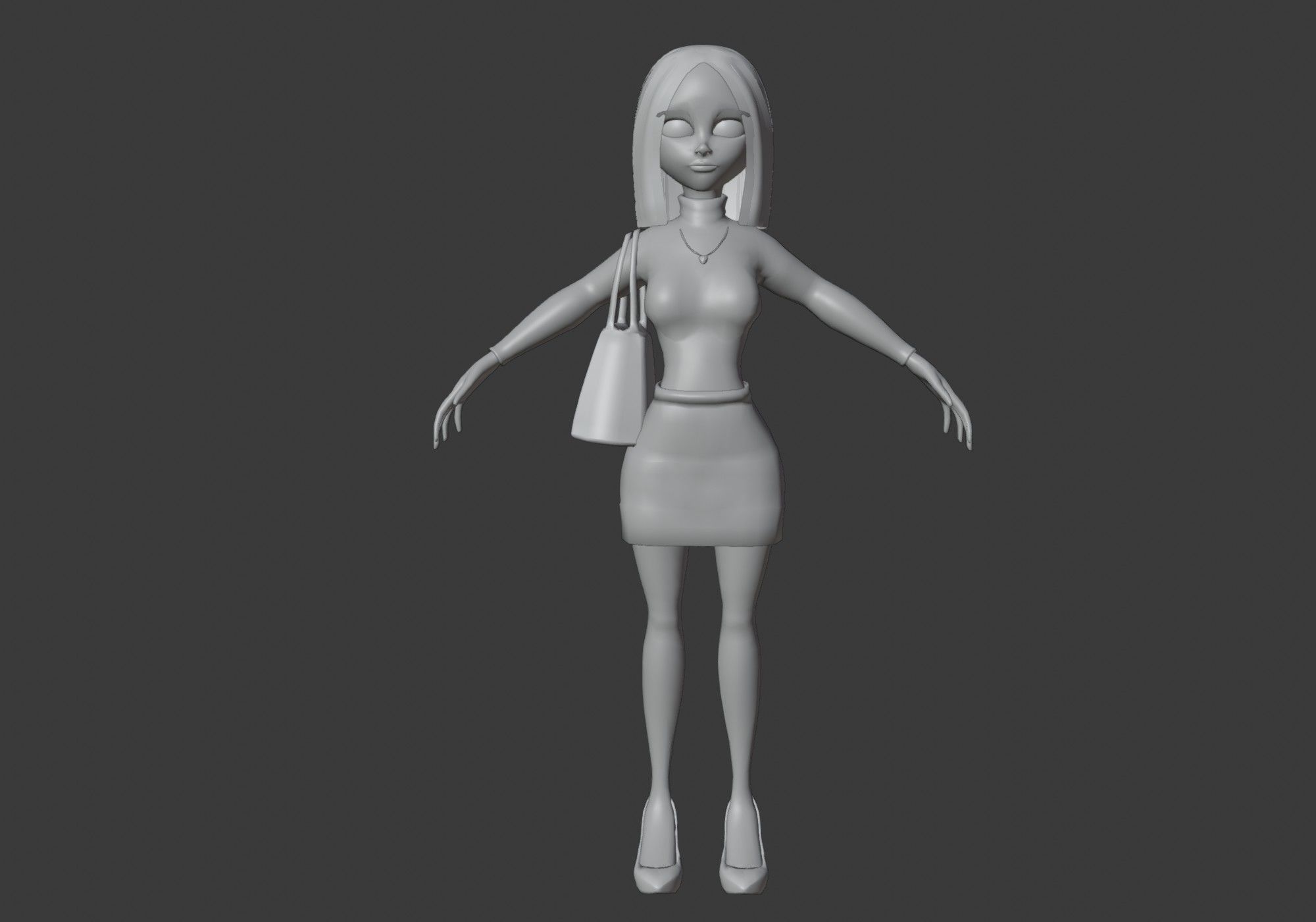 pretty blond woman Low-poly 3D model_9