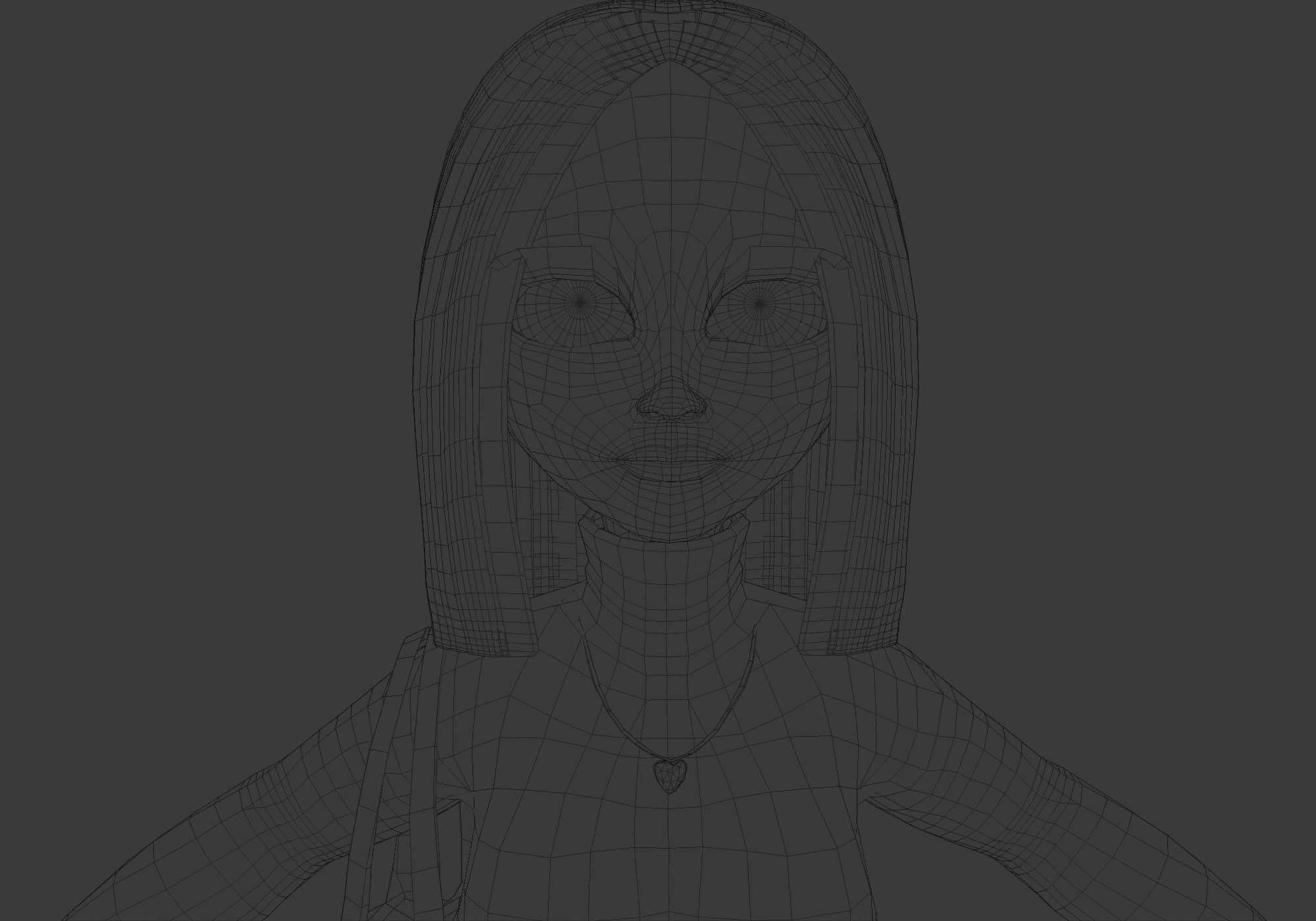 pretty blond woman Low-poly 3D model_16