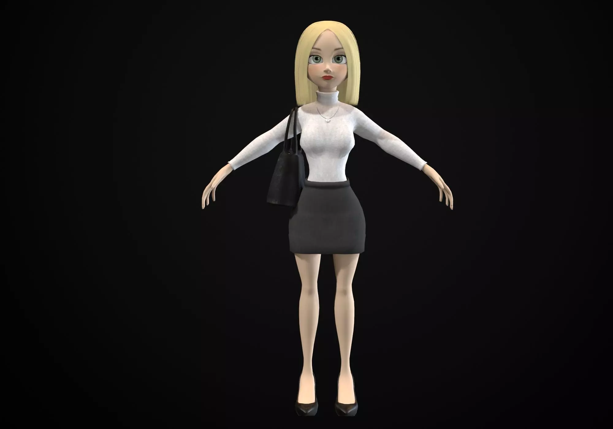 pretty blond woman Low-poly 3D model_0