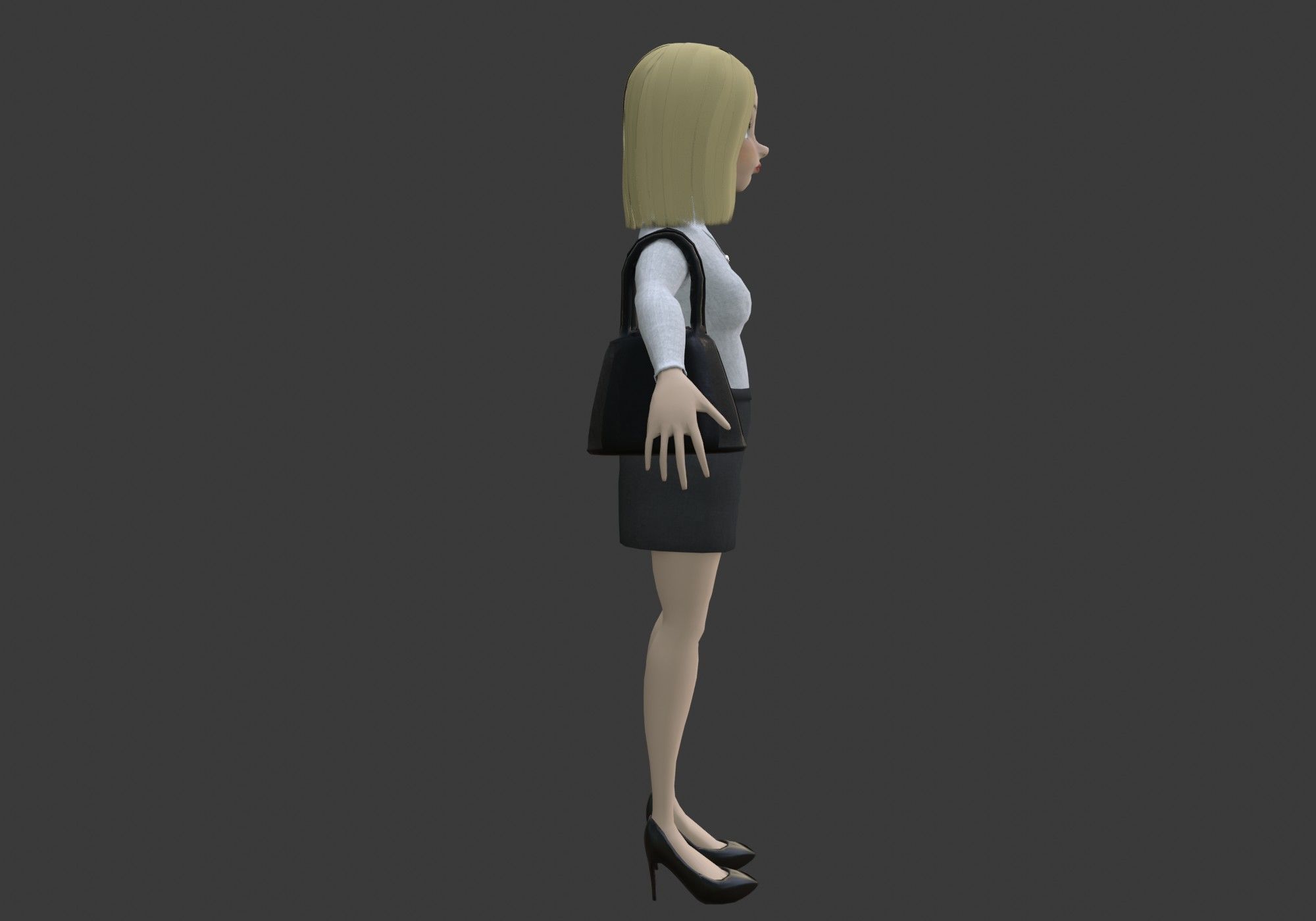 pretty blond woman Low-poly 3D model_7