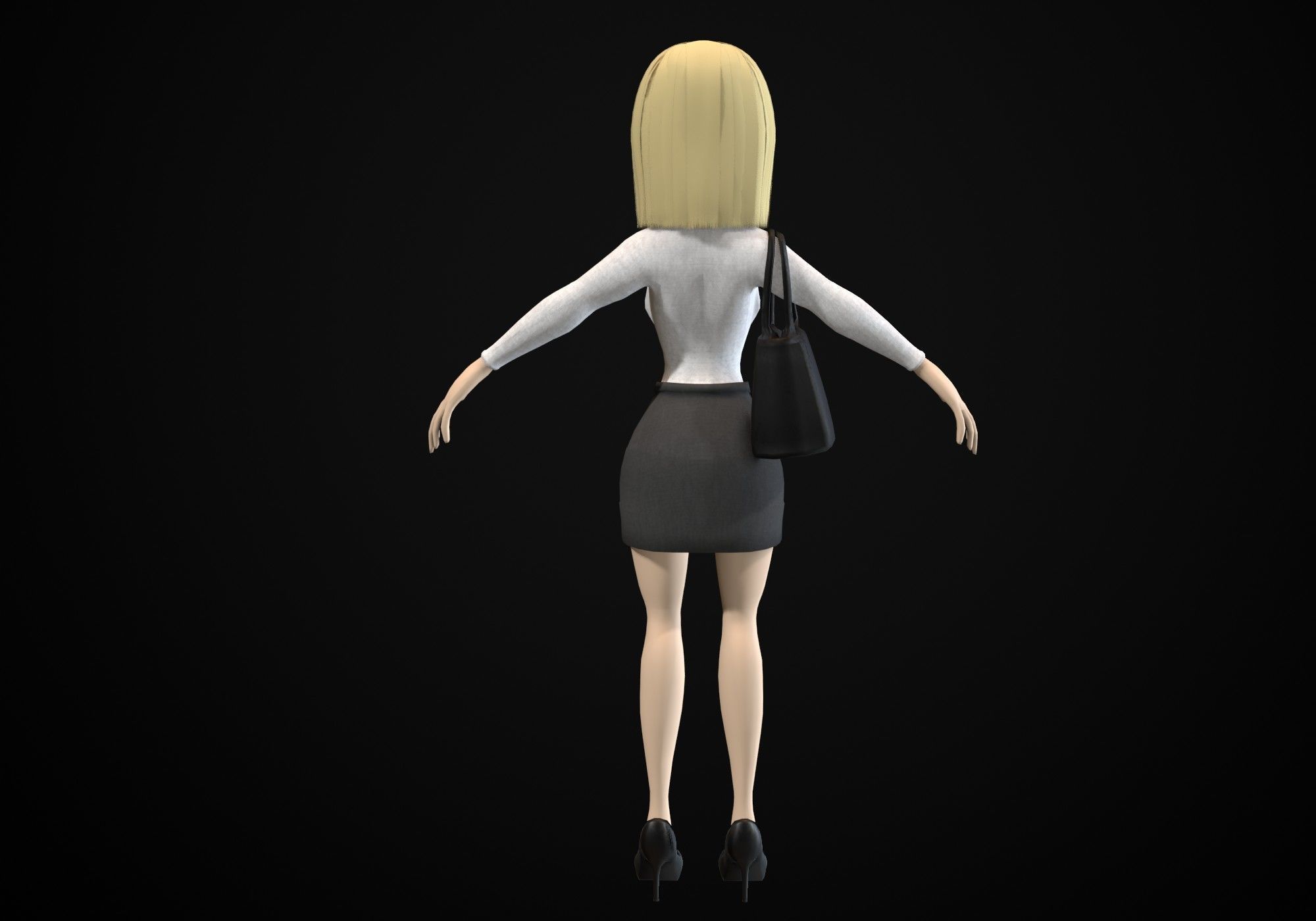 pretty blond woman Low-poly 3D model_3
