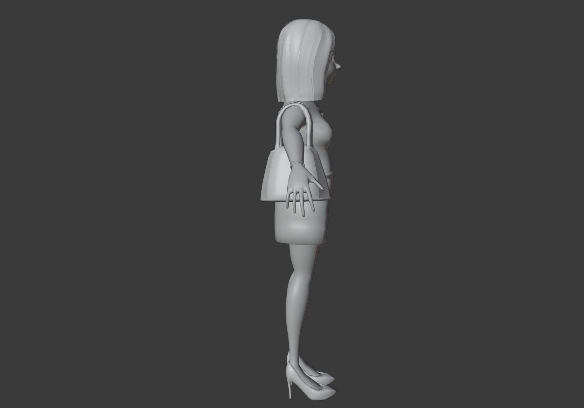 pretty blond woman Low-poly 3D model_11