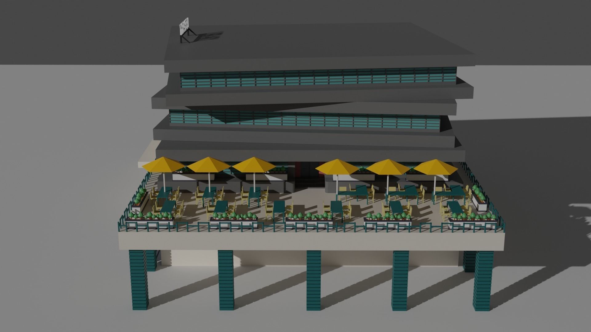 Book Shaped Low Poly Library Low-poly 3D model_6