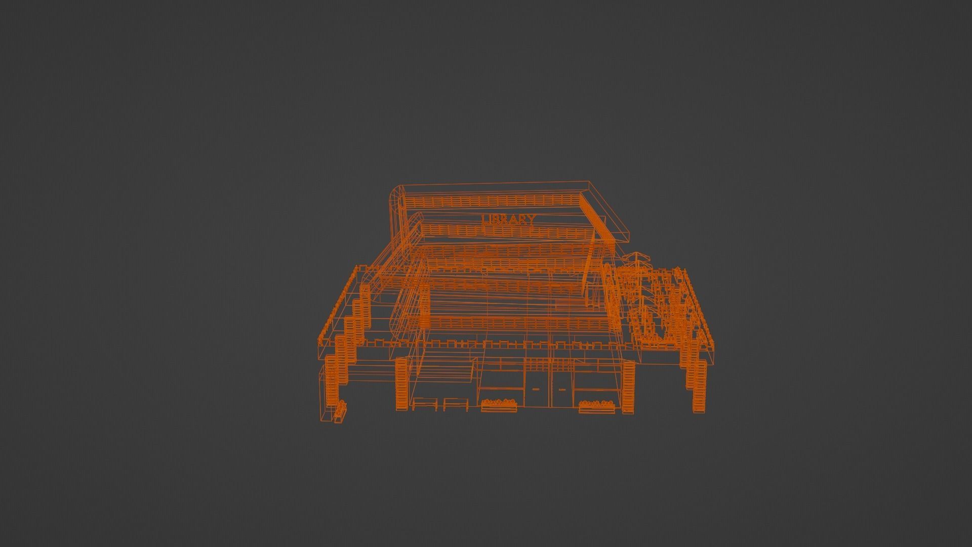 Book Shaped Low Poly Library Low-poly 3D model_12