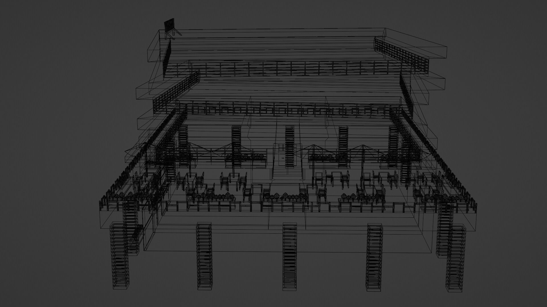 Book Shaped Low Poly Library Low-poly 3D model_10