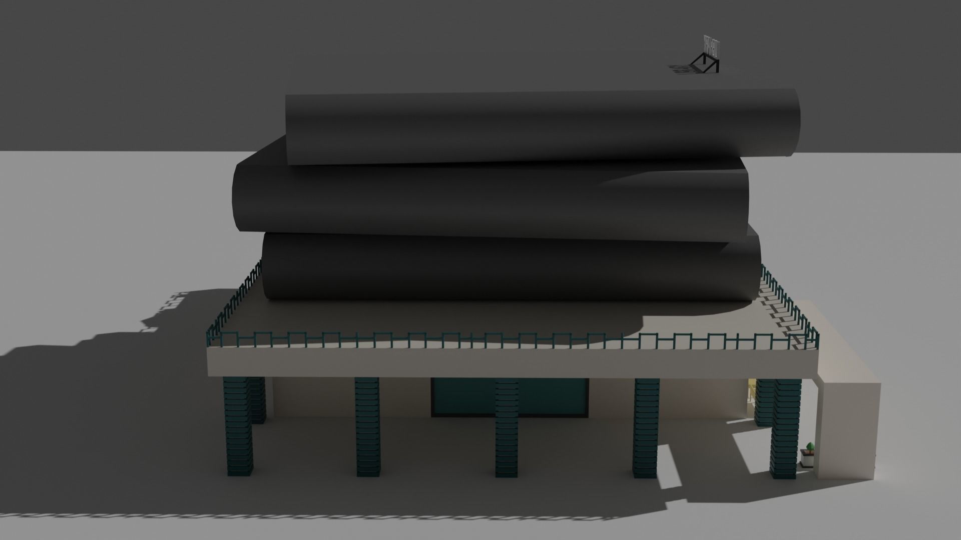 Book Shaped Low Poly Library Low-poly 3D model_3