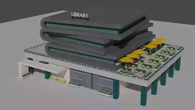 Book Shaped Low Poly Library