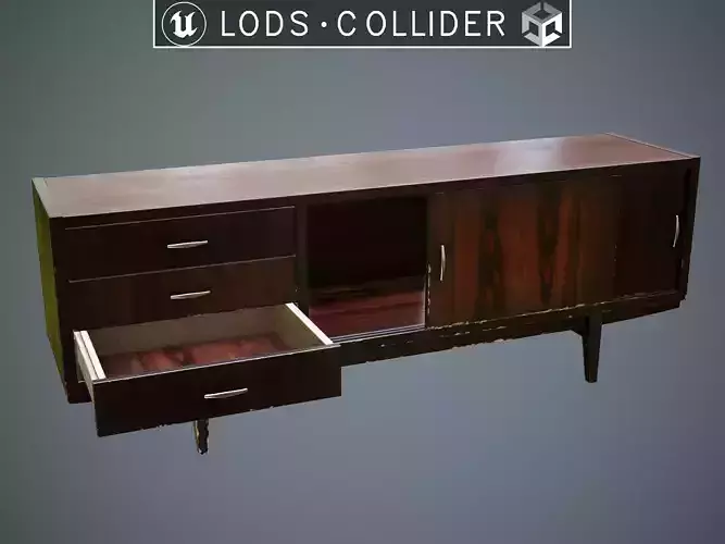Soviet Chest of Drawers variant 3 Dark - Clean and Dirty Low-poly 3D model