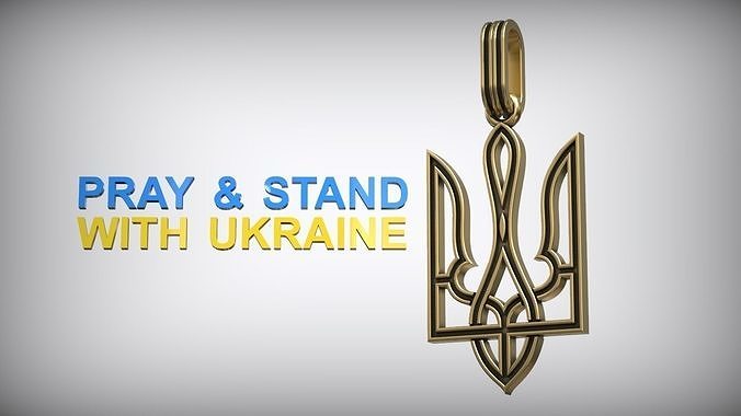Trident Ukrainian State Symbol Gold Amulet 3D print model
