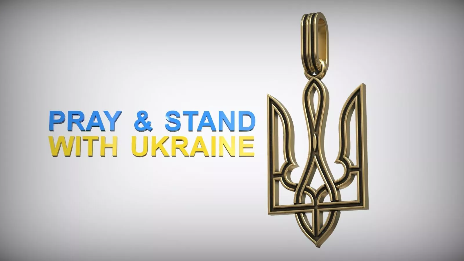 Trident Ukrainian State Symbol Gold Amulet Free 3D print model