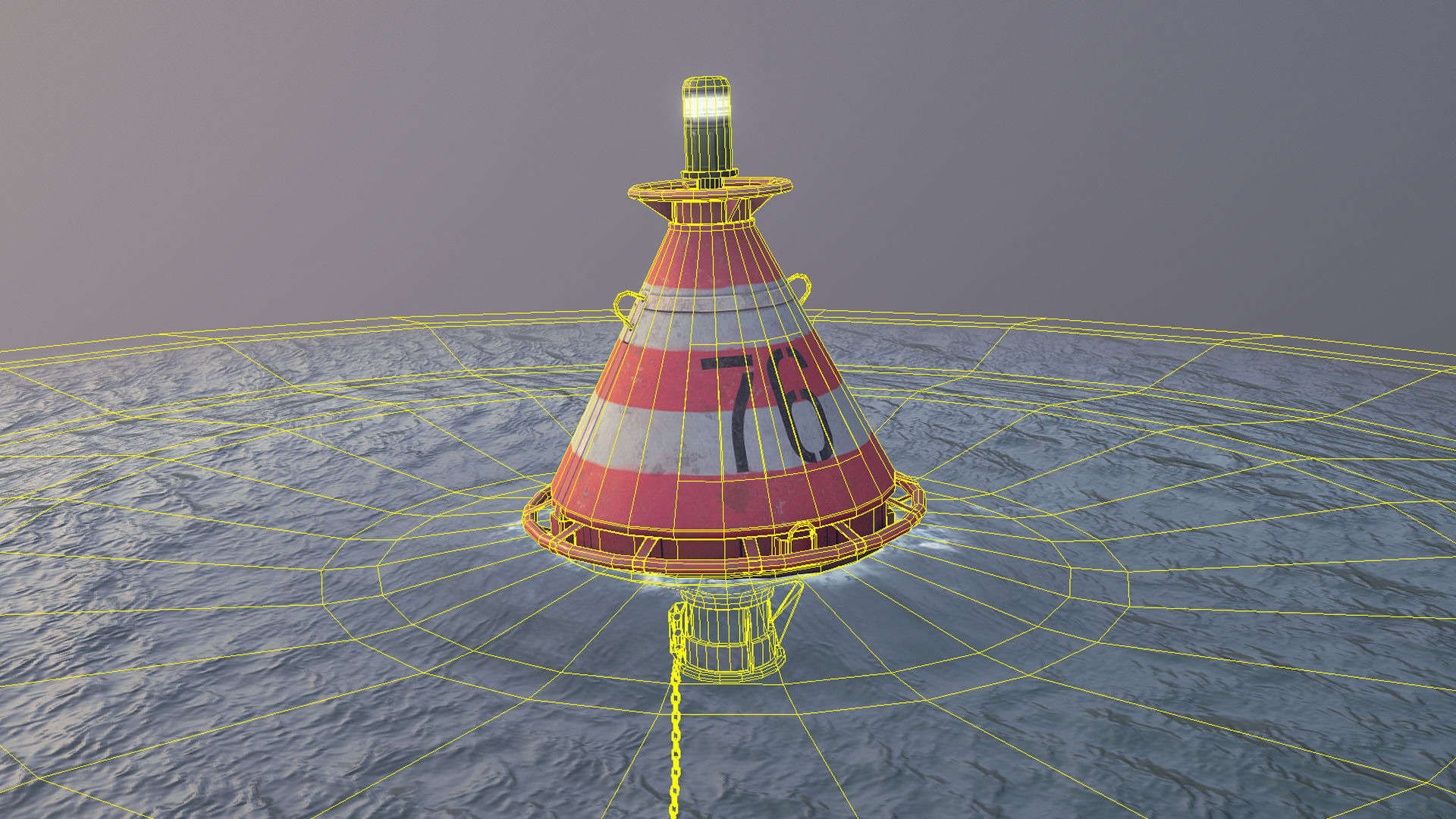 Buoy River RB-4-01 Turn Safe Water Mark Low-poly 3D model_23