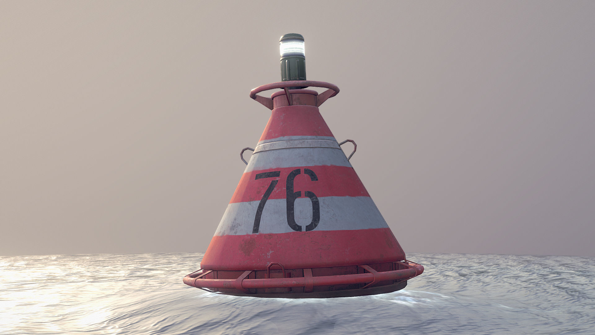 Buoy River RB-4-01 Turn Safe Water Mark Low-poly 3D model_1