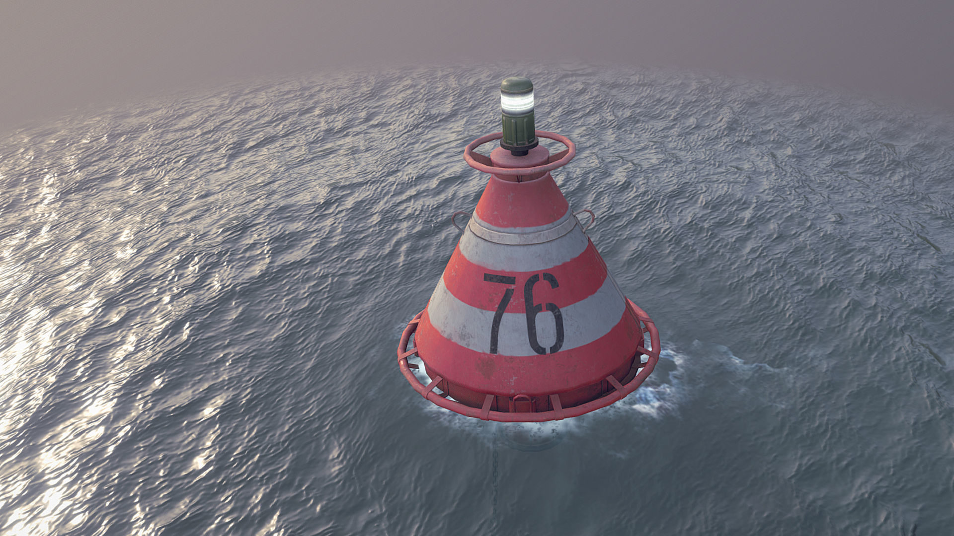 Buoy River RB-4-01 Turn Safe Water Mark Low-poly 3D model_2