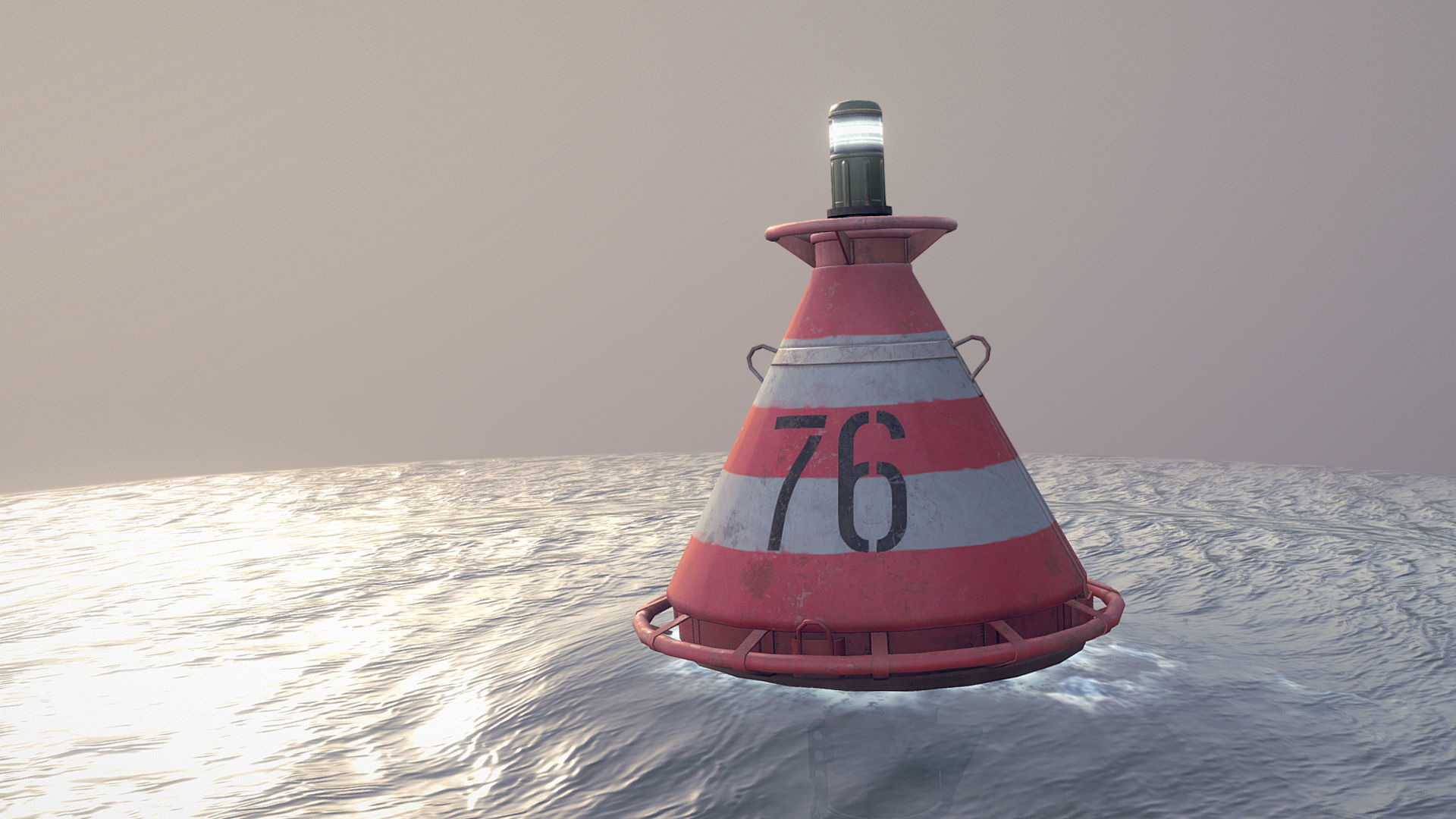Buoy River RB-4-01 Turn Safe Water Mark Low-poly 3D model_4