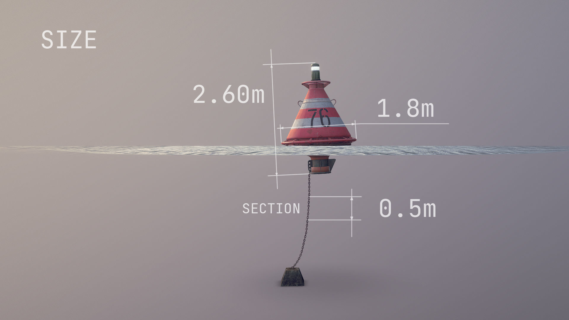 Buoy River RB-4-01 Turn Safe Water Mark Low-poly 3D model_5