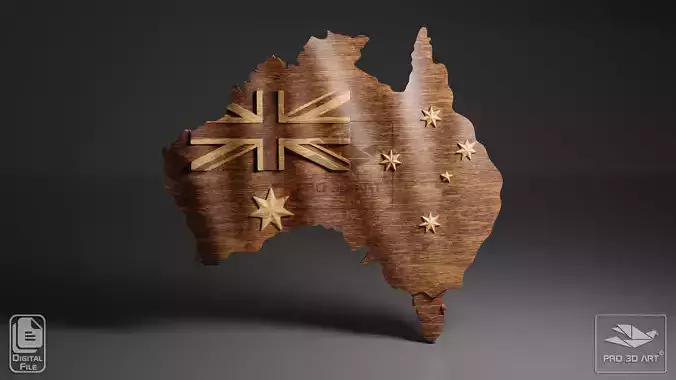 Australia Wavy Map - CNC Files For Wood - 3D STL Model