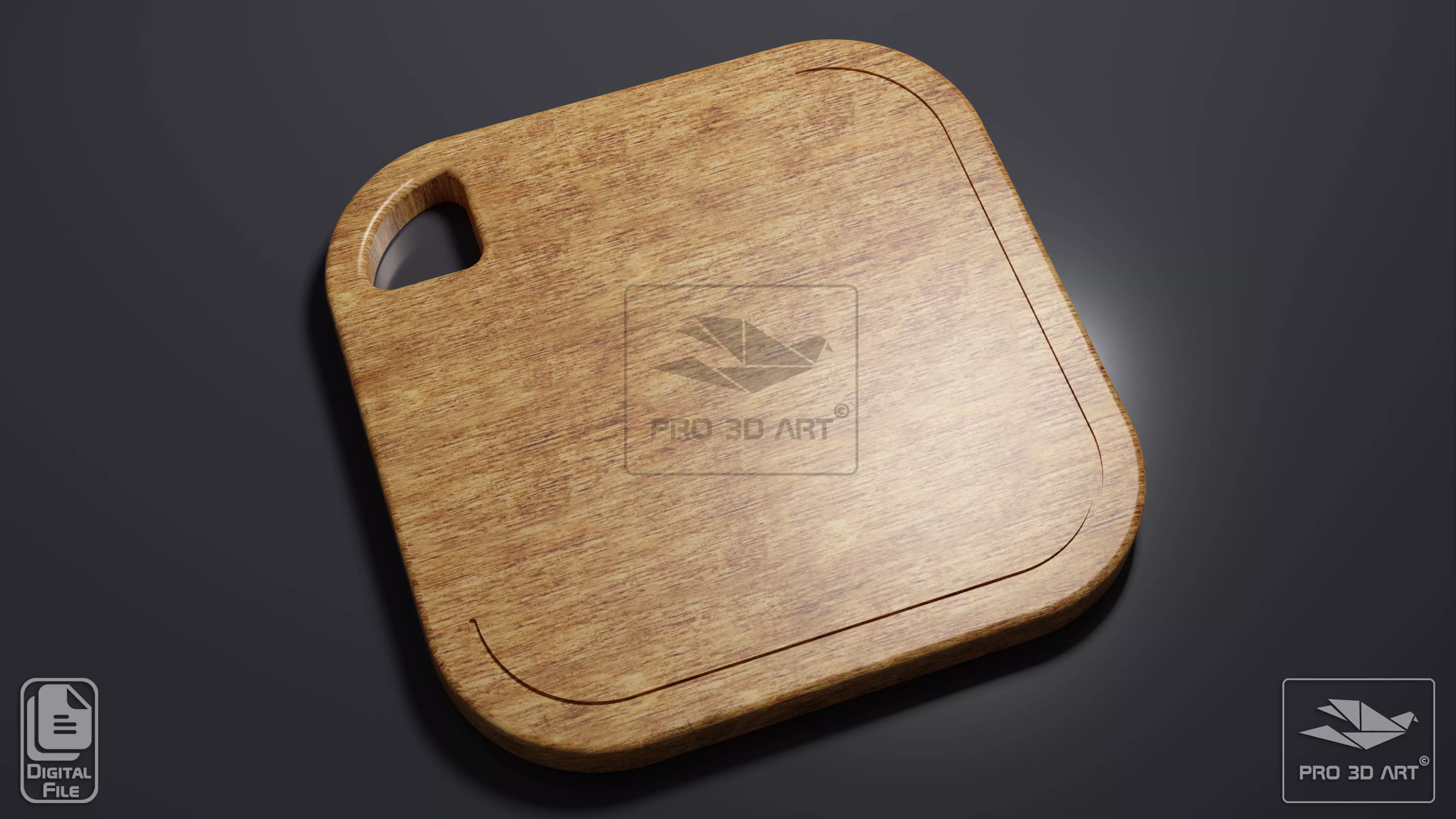 Square Cutting Board - CNC Files for Wood 3D model_0
