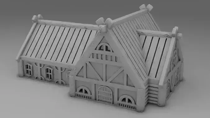 Stylized house for 3d printing 28mm