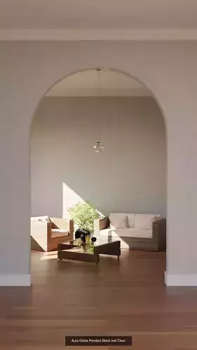 Pendants Collection living room with archway