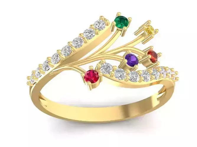 Multicolour Gemstone Crossover Ring for Women  3250