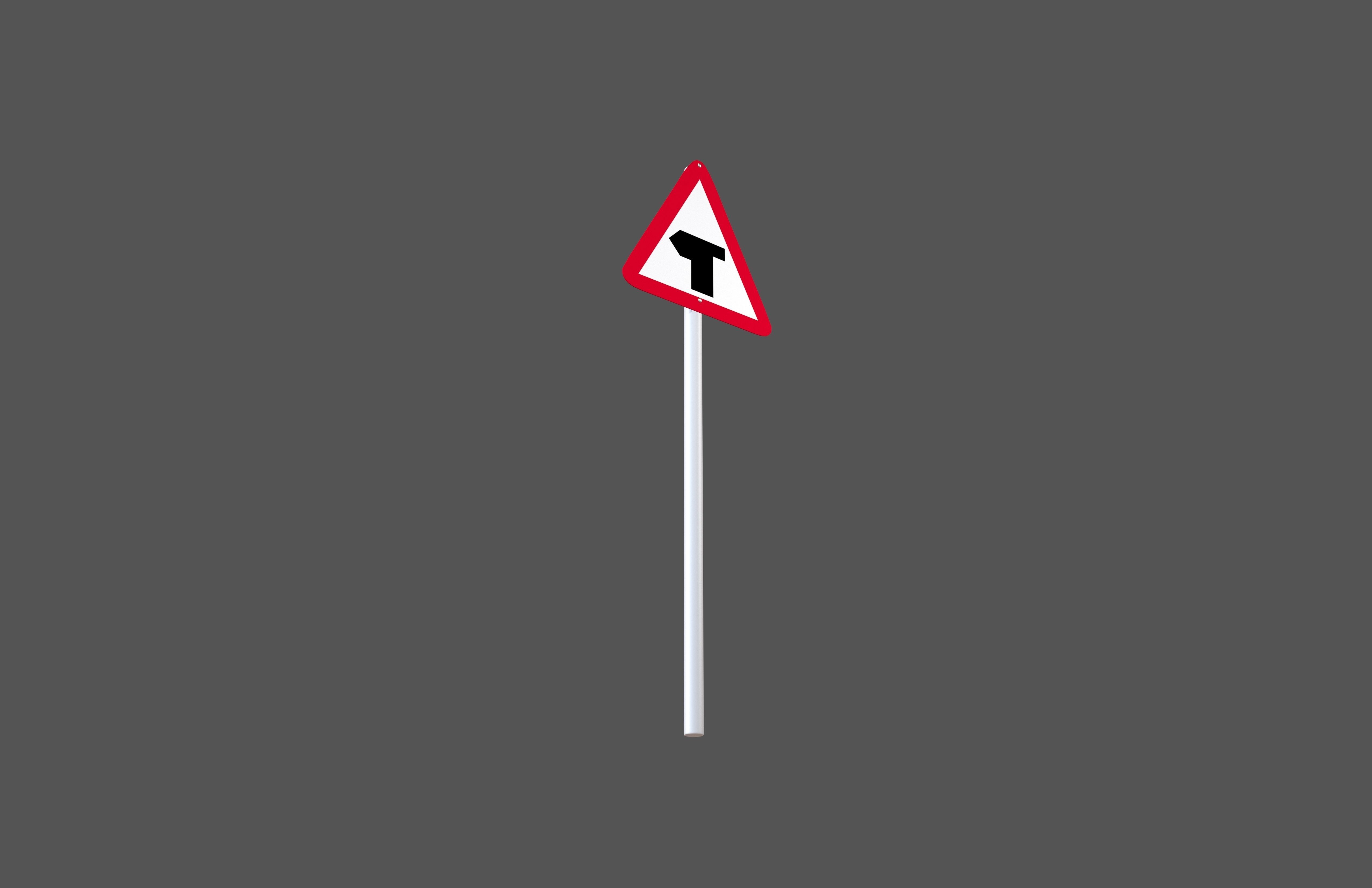 Hong Kong T-junction Ahead Sign V1 001 Low-poly 3D model_2