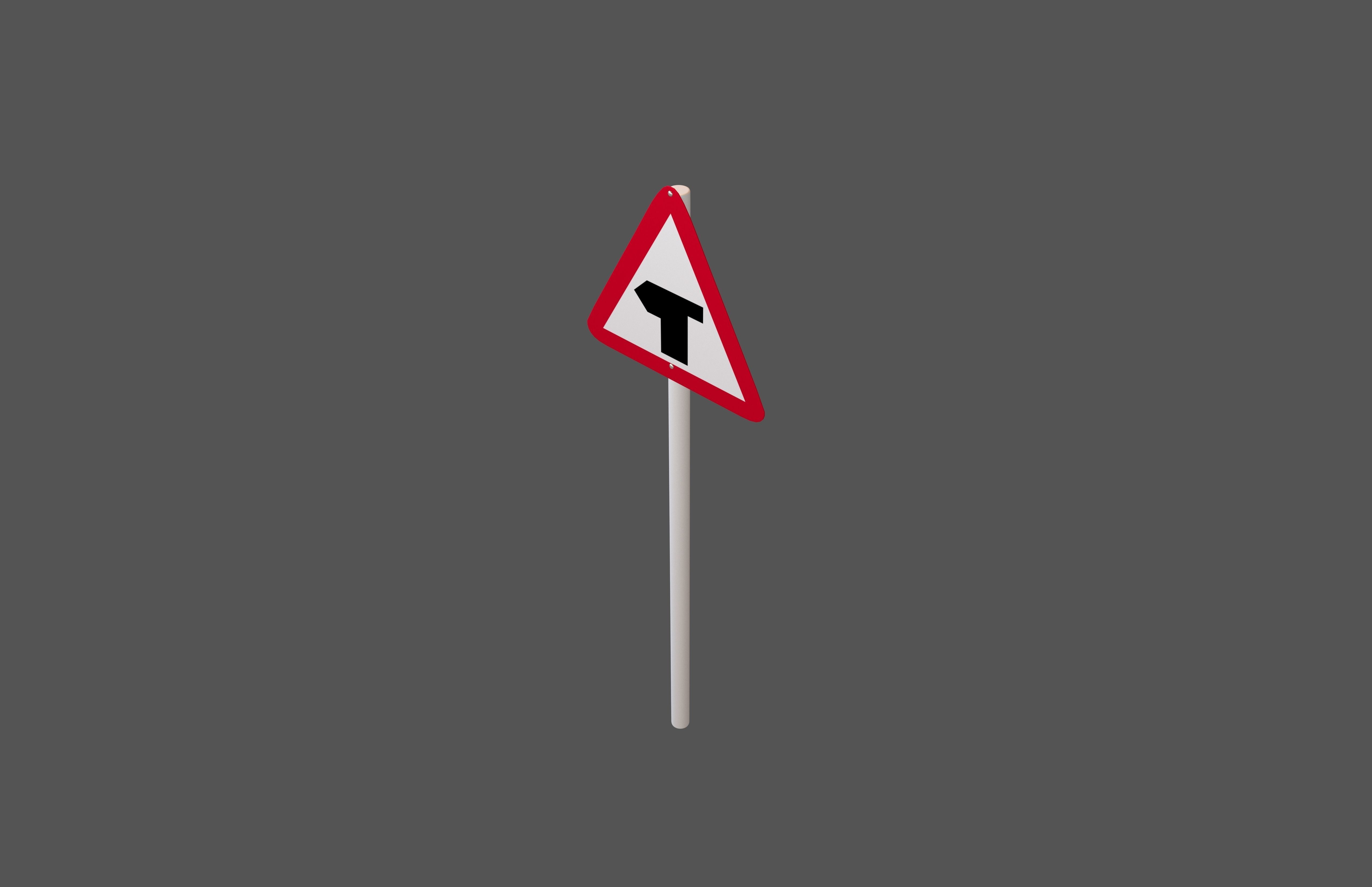 Hong Kong T-junction Ahead Sign V1 001 Low-poly 3D model_3