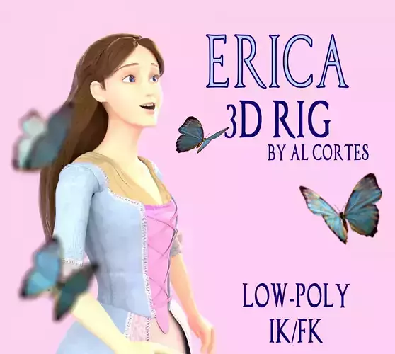 Barbie as the Princess and the Pauper Erica Low-poly 3D model